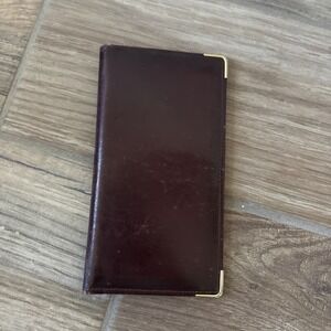 Vintage Brown Leather Long Wallet Checkbook
